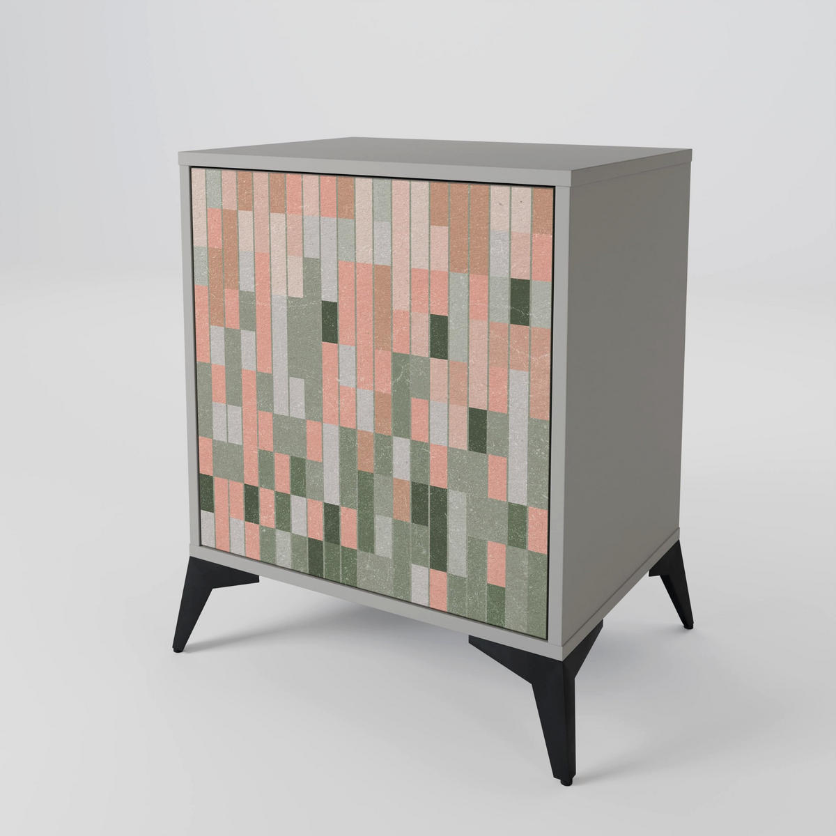SIDEBOARD BUILDING THE FUTURE, Grau, 57,5x42x67,5 cm, Schwarze Metall-Rahmenfüße - Multicolor/Schwarz, Holzwerkstoff/Metall (57.5/67.5/42cm) - SpaceRebels