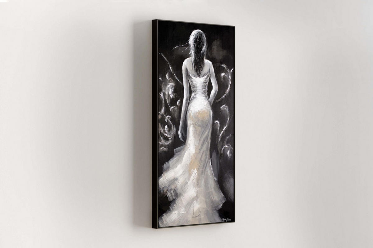 RUČNE MAĽOVANÝ AKRYLOVÝ OBRAZ 60/120 cm, čierny, zvierací motív - čierna, drevo/textil (60/120cm) - KUNSTLOFT