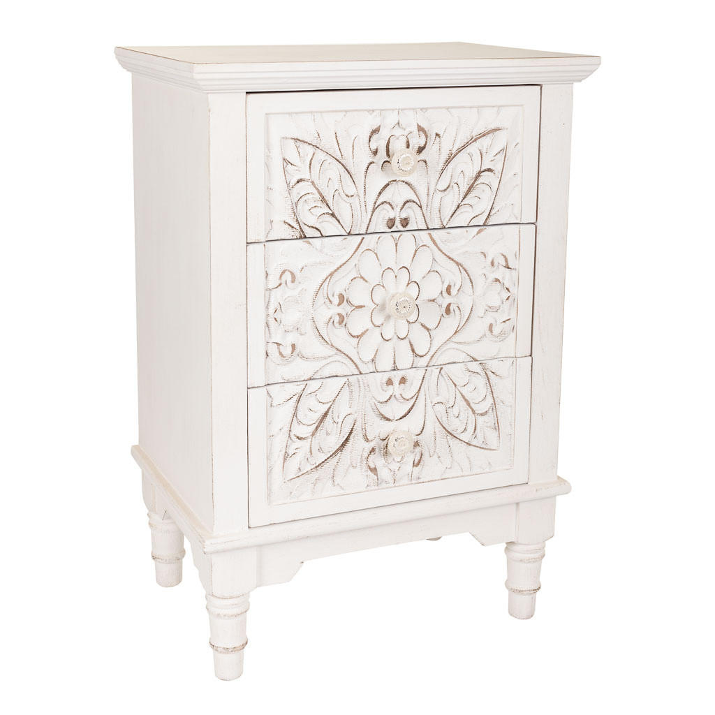 NACHTTISCH aus Holz, weiß, 46x33x67cm - Weiß, Holz (46/67/32.5cm) - Wanderlust