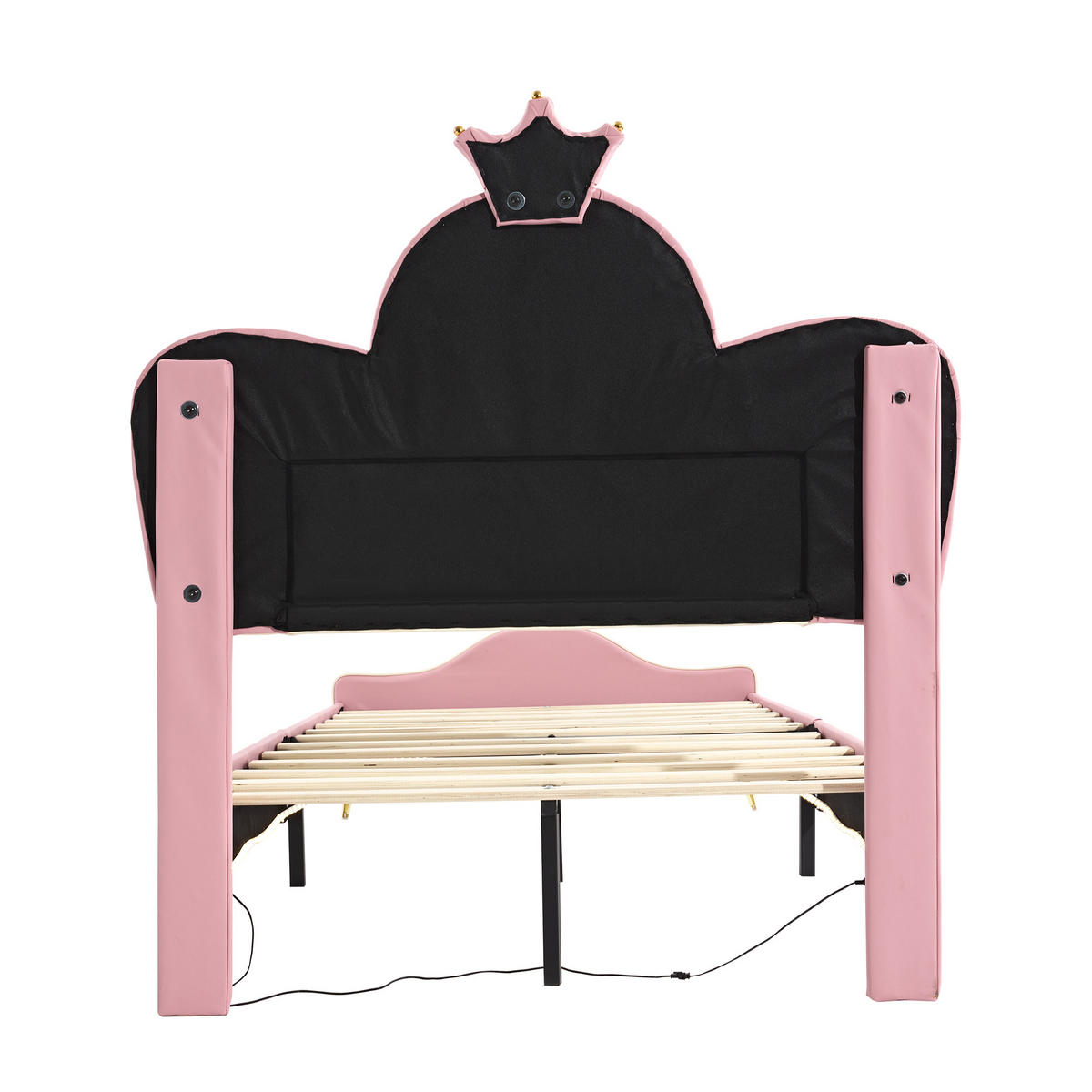 KINDEREINZELBETTEN aus Kunststoff 90x200 cm in Rosa/Weiß mit LED-Lichtleiste - Weiß, Kunststoff (90/200cm) - Modfu