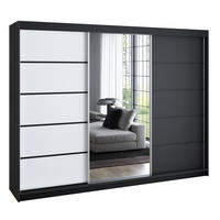 SCHWEBETÜRENSCHRANK 200 cm VILANO 2 Farbe: Schwarz, Weiß, Schwarz - Schwarz/Weiß, Holzwerkstoff (200/215/59.5cm) - A&J MöbelLand