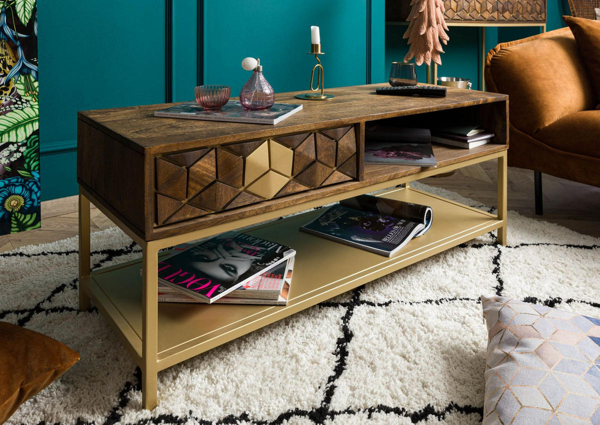 COUCHTISCH Mango 110x40x50 braun geölt DIAMOND #200 - Braun, Holz (110/40/50cm) - Massivmoebel24
