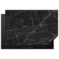 HERDABDECKPLATTE Marmor - Schwarz - Gold - Grau - Marmorstruktur 78x52 cm - Goldfarben, Kunststoff (78/0.2/52cm) - MuchoWow