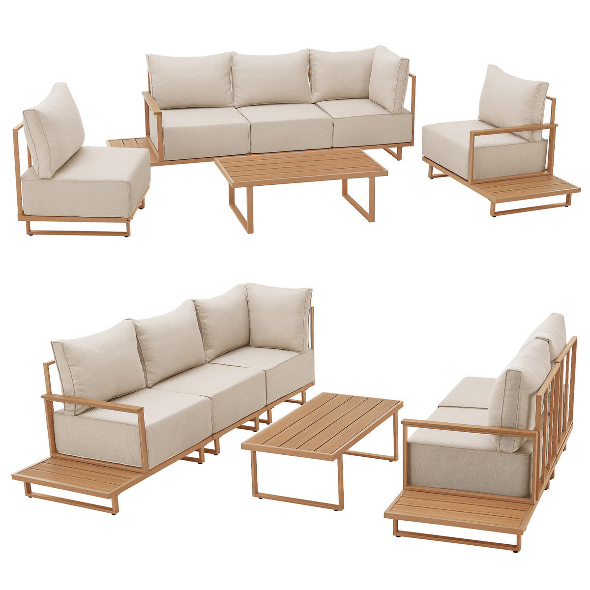 GARTENLOUNGE Malibu modular Beige - Beige, Metall - SVITA