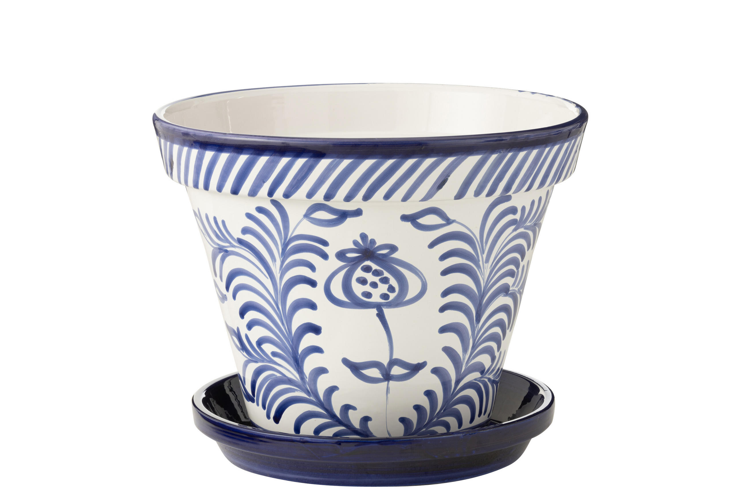 BLUMENTOPF GRANADA PATTERN - Töpferei - Blau - XL - Ø 50 cm - Multicolor, Keramik (50/40cm) - J-Line