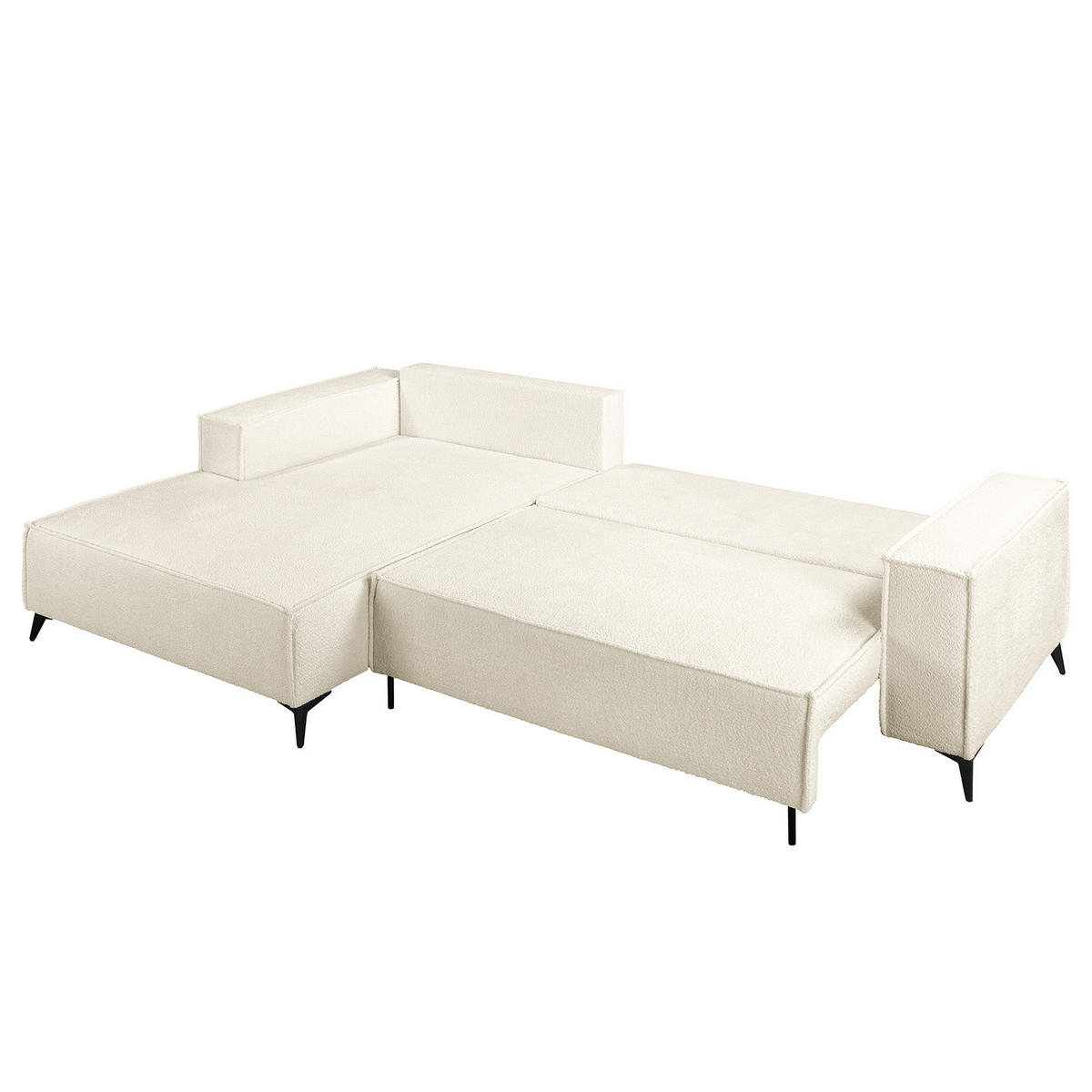ECKSOFA mit Schlaffunktion - Schwarz/Weiß, Textil (294/185cm) - home24