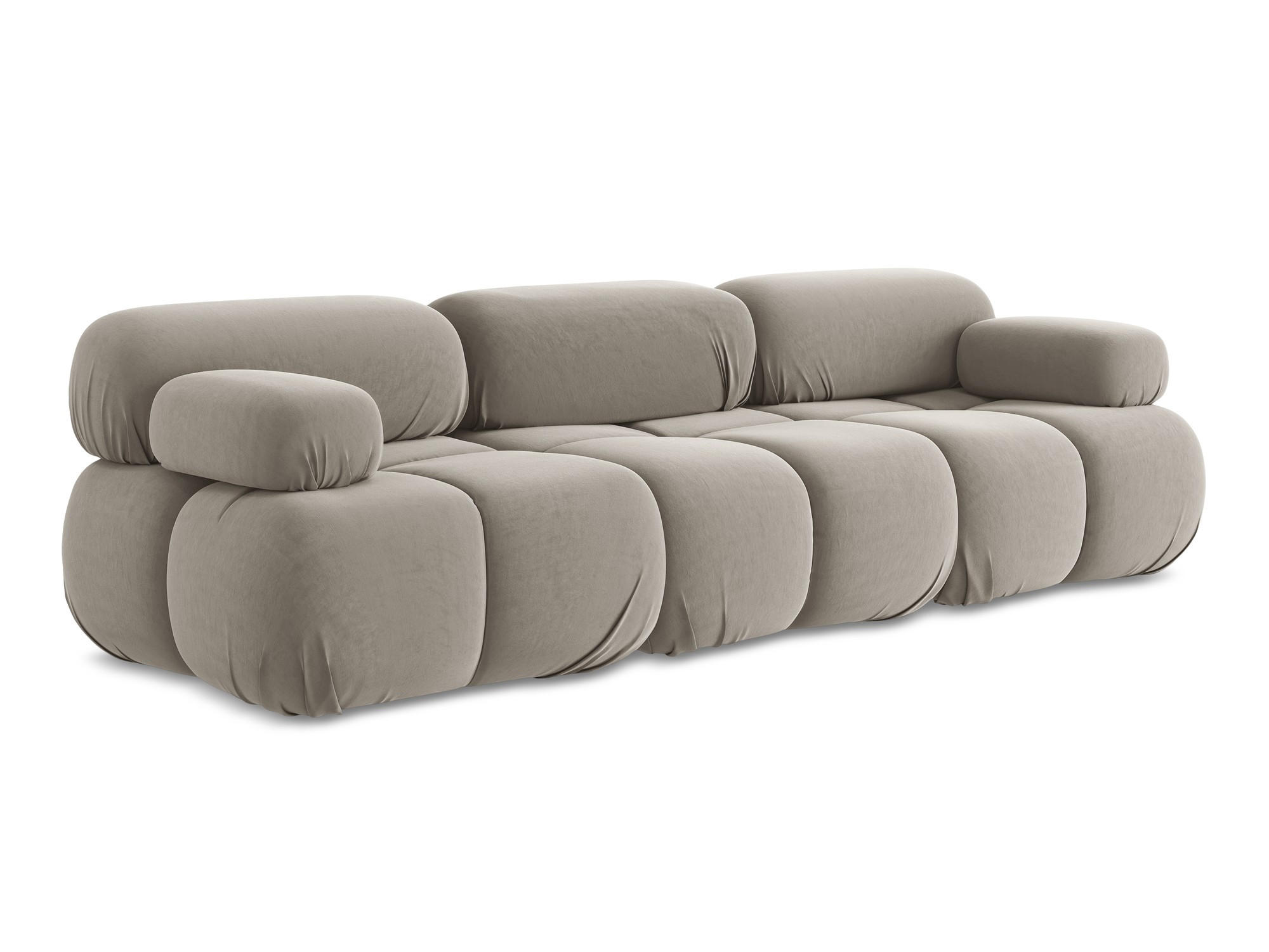 3-SITZER SOFA Samt Stoff Grau - Taupe/Lila, Kunststoff/Textil (285/70/96cm) - Makamii