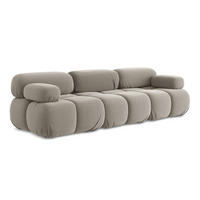 3-SITZER SOFA Samt Stoff Grau - Taupe/Lila, Kunststoff/Textil (285/70/96cm) - Makamii