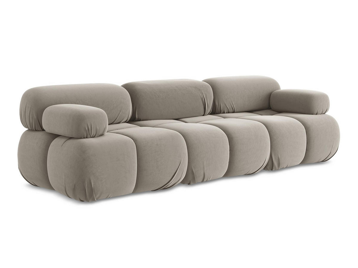 3-SITZER SOFA Samt Stoff Grau - Taupe/Lila, Kunststoff/Textil (285/70/96cm) - Makamii