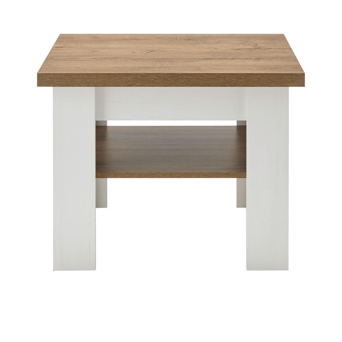 COUCHTISCH weiß Pinie, Eiche hell Landhaus Beistelltisch 70 x 70 cm - Eichefarben/Weiß, Holzwerkstoff (70/70/53cm) - Furn.Design
