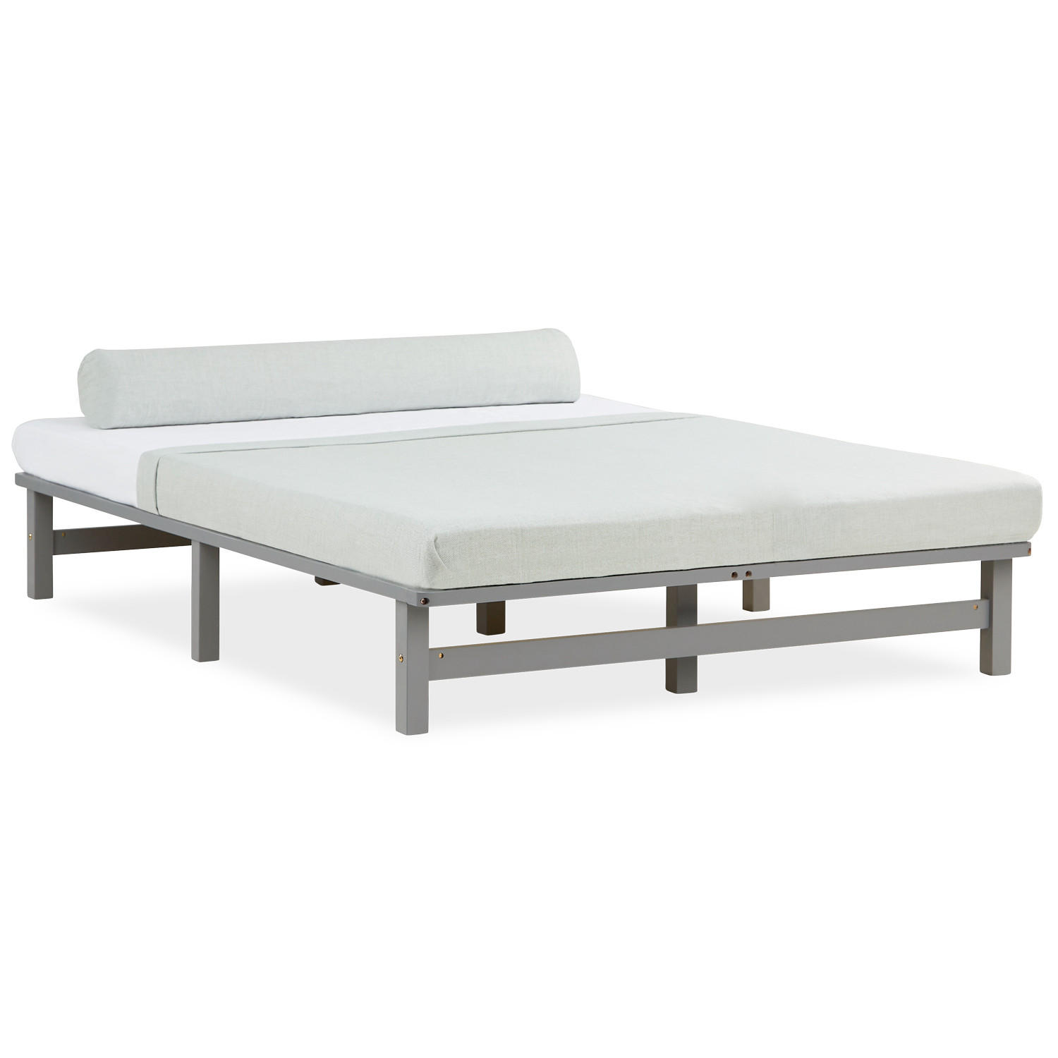 Homestyle4u Holzbett Grau 140x200 cm