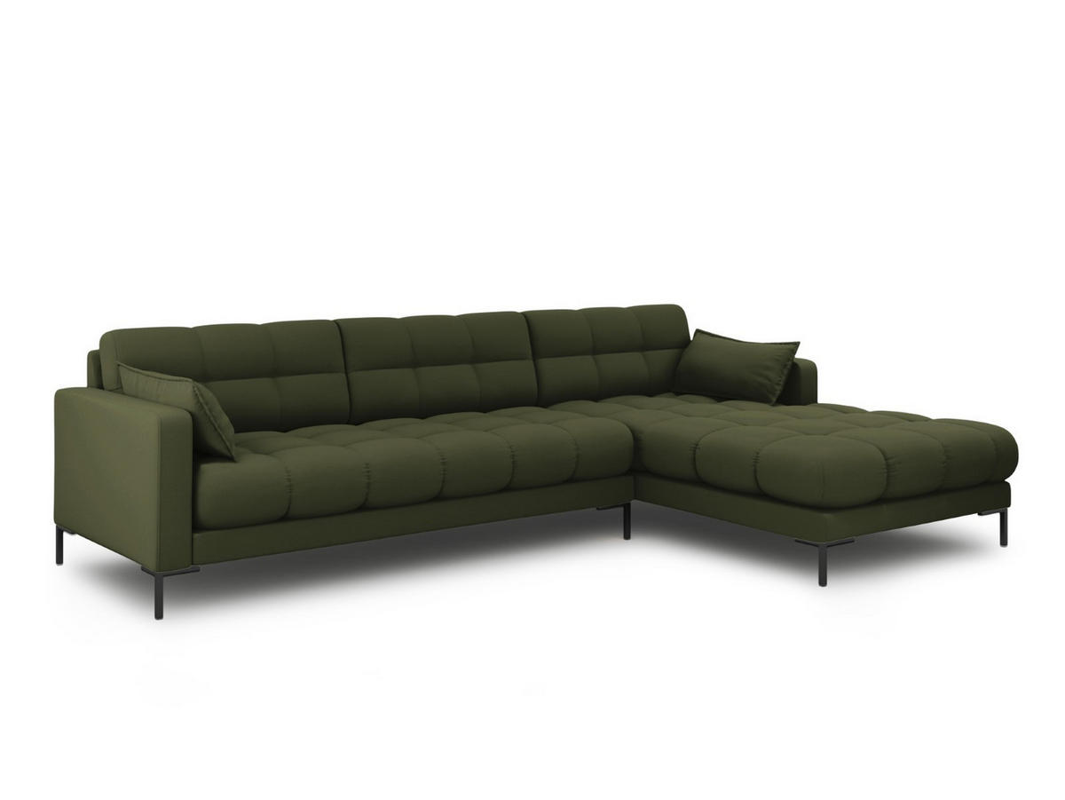 ECKSOFA rechts Mamaia aus strukturiertem Stoff grün 5 Sitzplätze - Grün, Textil (185/293cm) - Micadoni