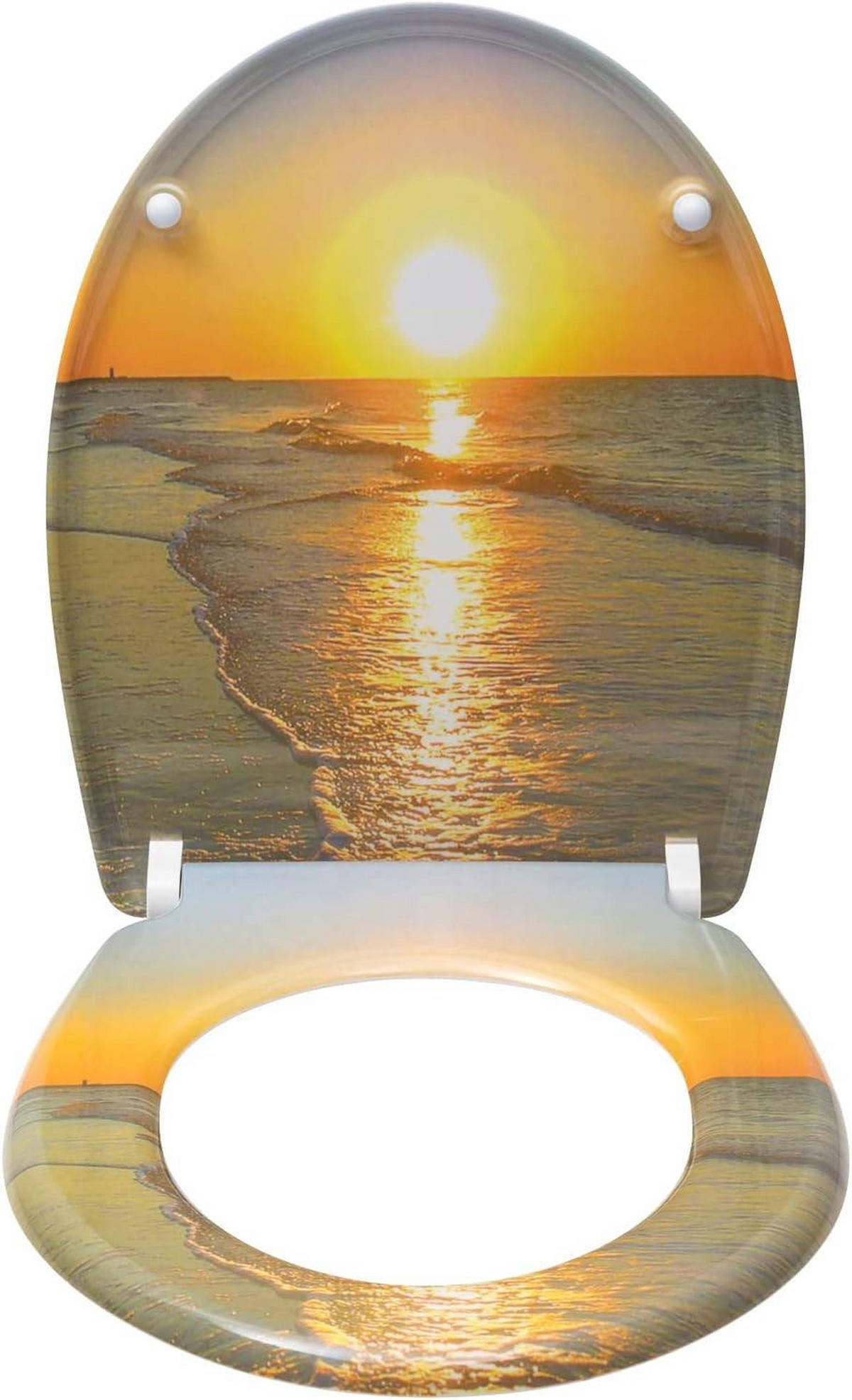 WC SITZ Toilettensitz mit Absenkautomatik,Sonnenaufgang Oval - Gelb, Kunststoff (31/2.51/45cm) - Woltu