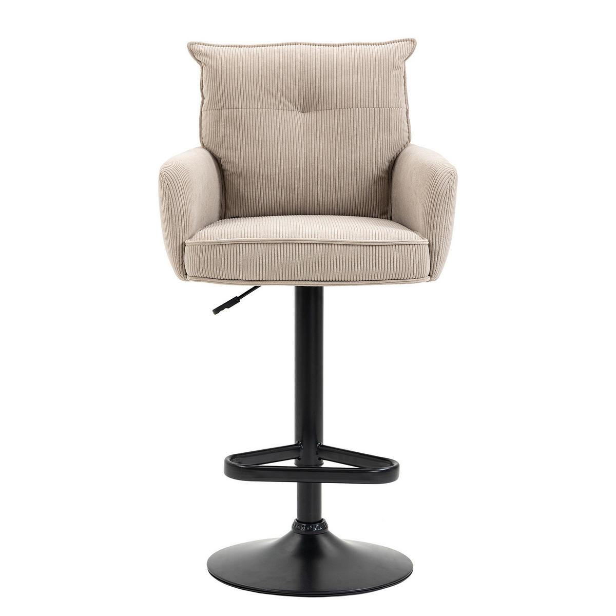 BARSTUHL - 2er-Set - Höhenverstellbar - Cord / Eisen - Cappuccino, Textil/Metall (54/98/58cm) - home24