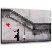 LEINWANDBILD Banksy Fototapete Mädchen mit Luftballon - Grau, Textil (120/80cm) - Feeby