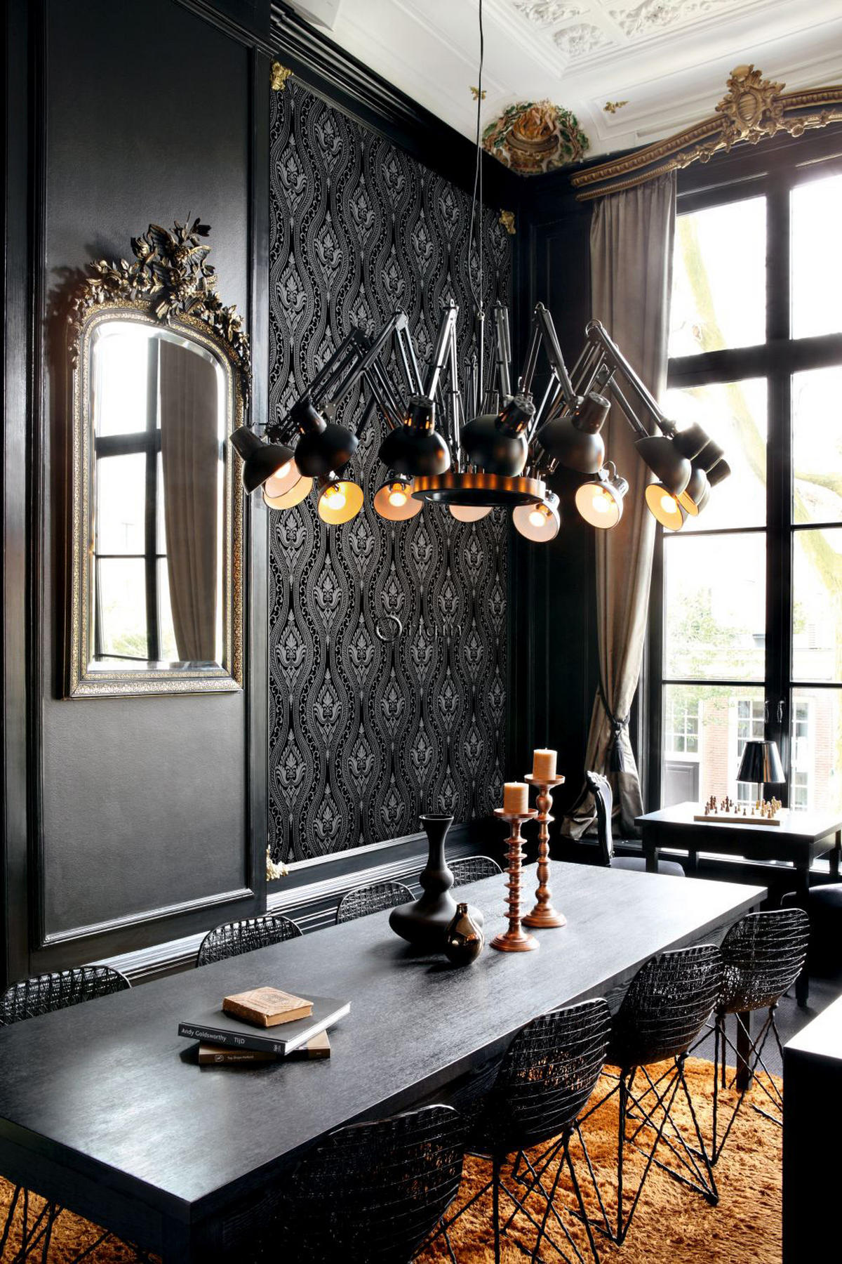 TAPETE Flock-Barockmuster 53 cm x 10.05 m - Schwarz, Papier (53/1000cm) - Origin Wallcoverings