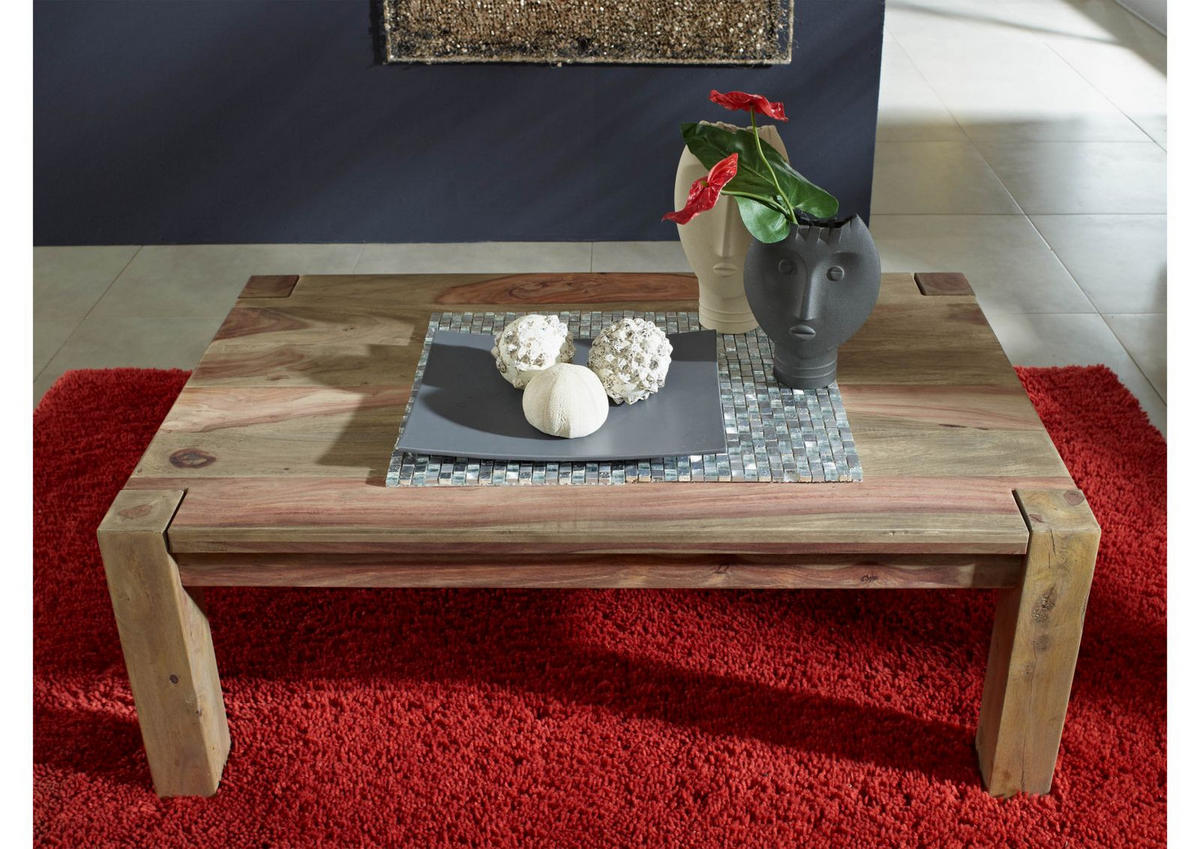COUCHTISCH Sheesham 120x70x45 grau geölt NATURE GREY #09 - Grau, Holz (120/70/45cm) - Massivmoebel24
