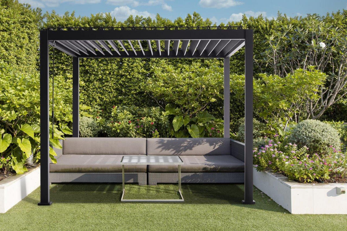 LAMELLENDACH-PERGOLA Mirador Basic 3x3 m Anthrazit Aluminium - Grau, Kunststoff (300/240/300cm) - Green Spirit