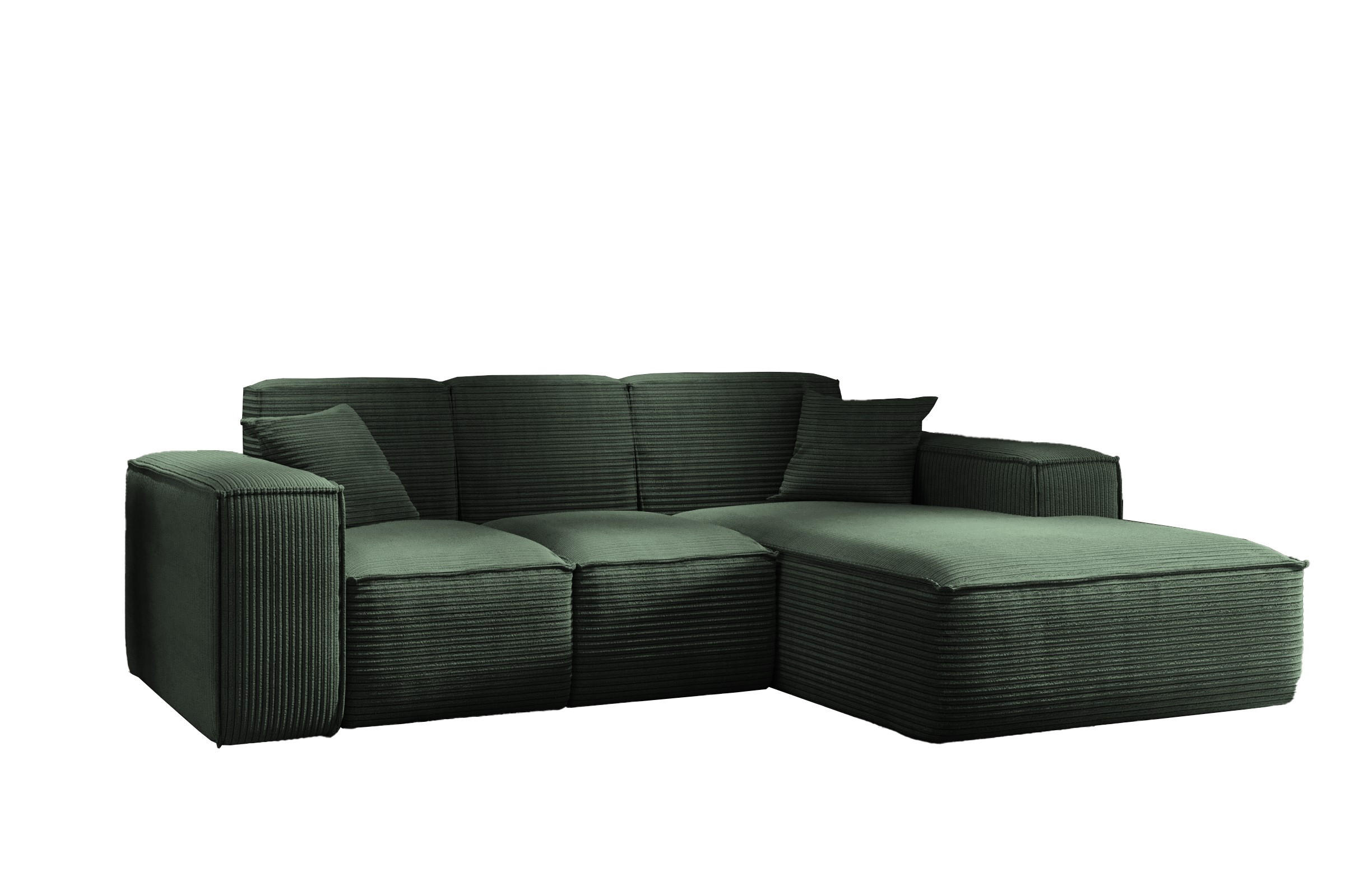 ECKSOFA L-Form Wohnzimmer SIENA Stoff Poso Grün Rechts - Grün, Holz/Textil (266/165cm) - Kaiser Möbel