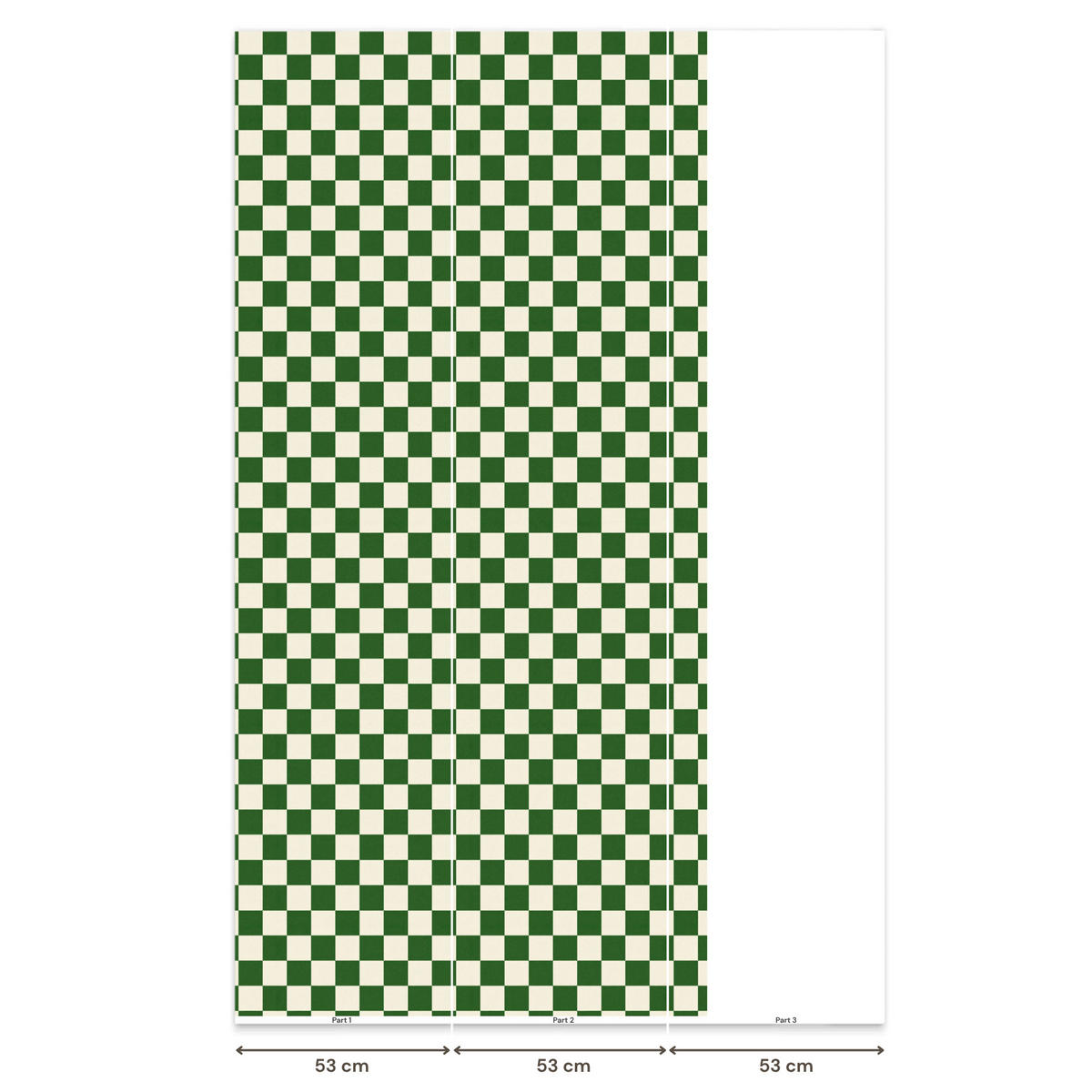 KINDERTAPETE - Schachbrett - Muster - Grün - 120x260 cm - Grün, Papier (120/260cm) - OnlyWow