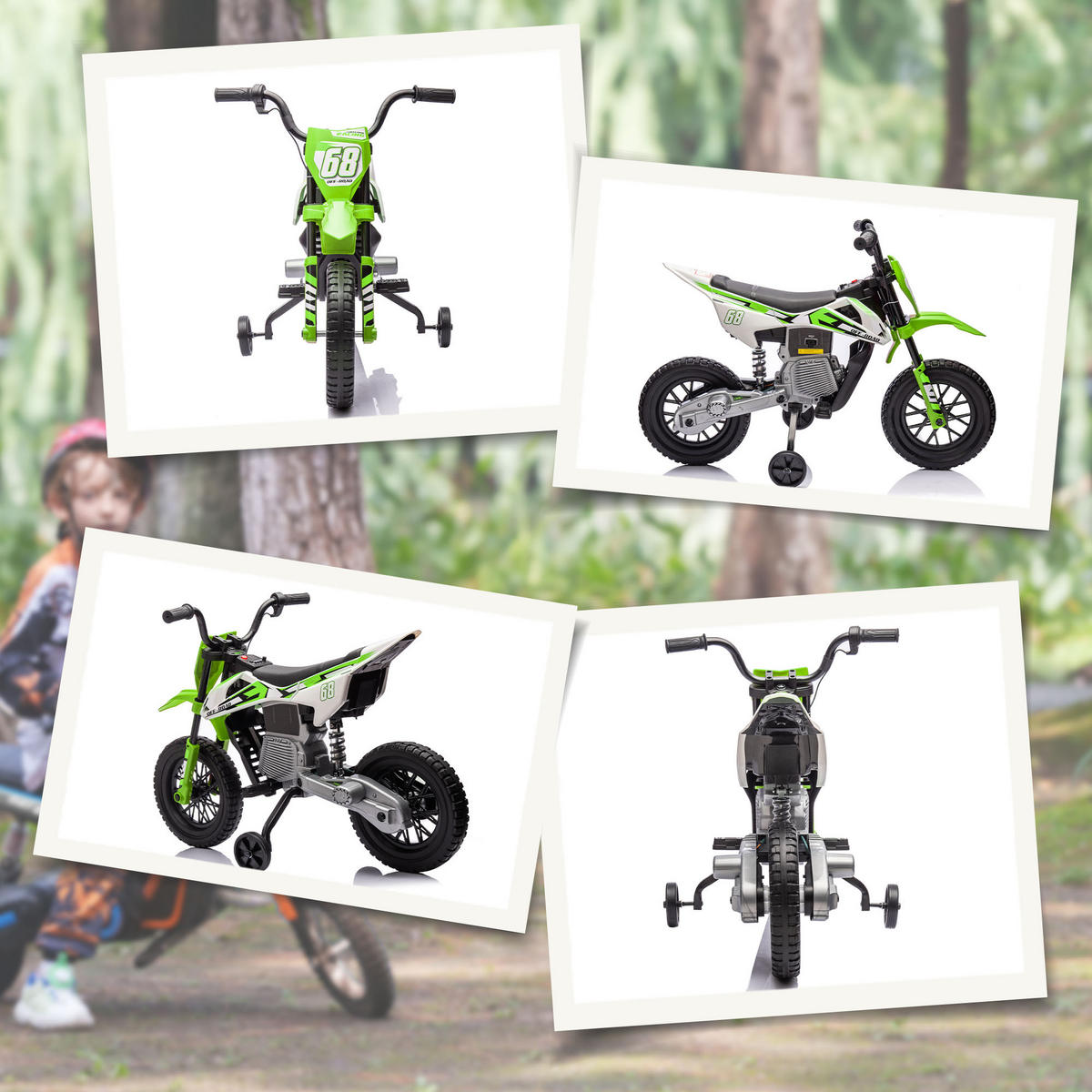 ELEKTRO-MOTORRAD DE-13098 2 Motoren Grün - Grün, Kunststoff (107/56/70cm) - ComfortXL