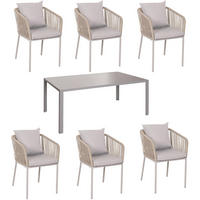 GARTENGARNITUR Grau 7-teilig-Set - Grau, Metall - MCW