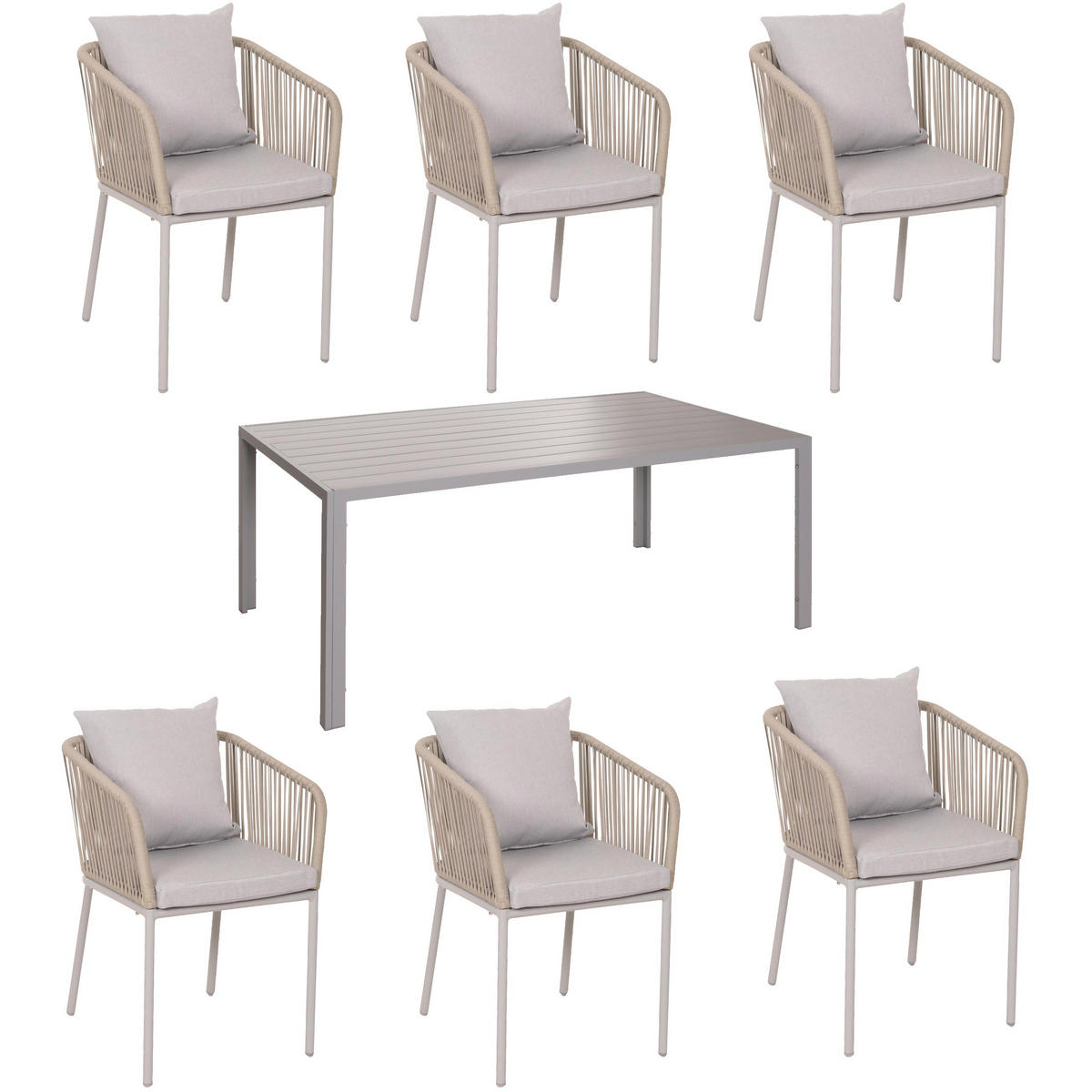 GARTENGARNITUR Grau 7-teilig-Set - Grau, Metall - MCW