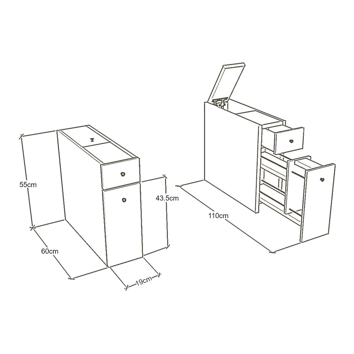 BADEZIMMERSCHRANK Birkenes - Anthrazit, Holzwerkstoff (19/55/60cm) - [en.casa]