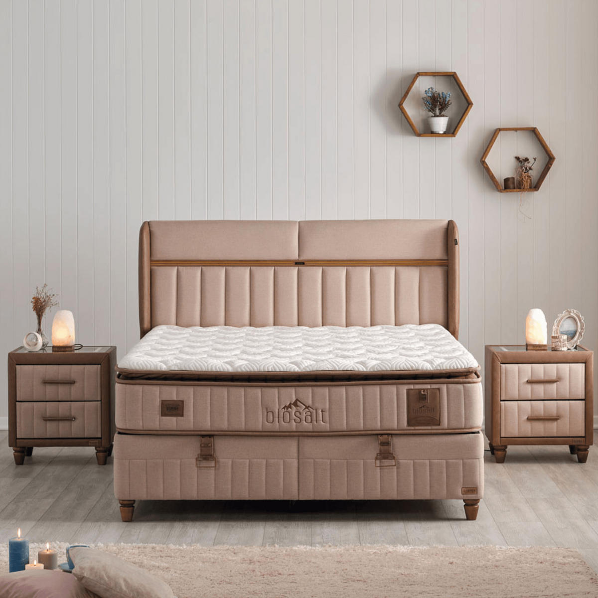 BOXBETT Biosalt Set 140x200 - Beige, Holz/Metall (140/200cm) - Bambi