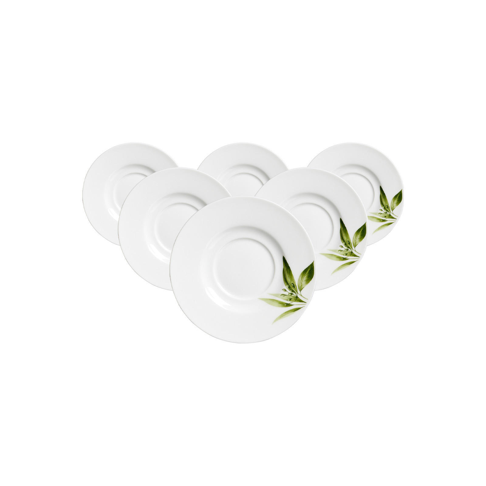 ESPRESSOUNTERTASSEN Evora weiß-grün ø 12 cm 6er Set - Weiß/Grün, Keramik (12cm) - Ritzenhoff Breker