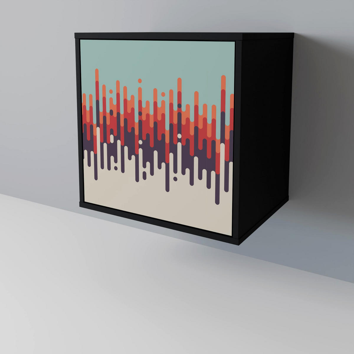 SIDEBOARD CHROMA CONTOURS, Schwarz, 57,5x42x70,5 cm, Schwarze Metall-Sternfüße - Multicolor/Schwarz, Holzwerkstoff/Metall (57.5/70.5/42cm) - SpaceRebels