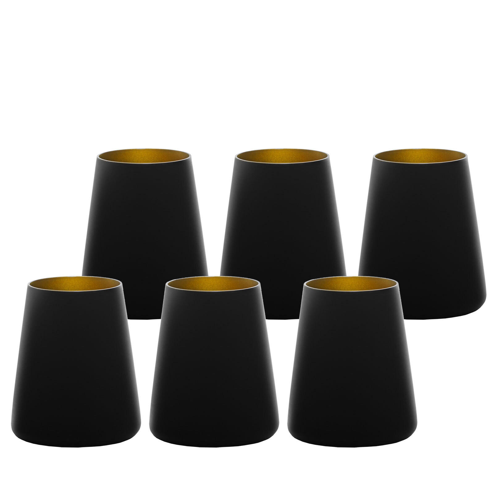 BECHER Power Schwarz-Gold 380 ml 6er Set - Goldfarben/Schwarz, Glas (0.38L) - Stölzle Lausitz