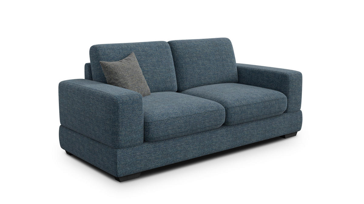 SOFA OTTO 3-Sitzer, marineblau - Blau/Schwarz, Holz/Textil (201/89/98cm) - Courtois Laville