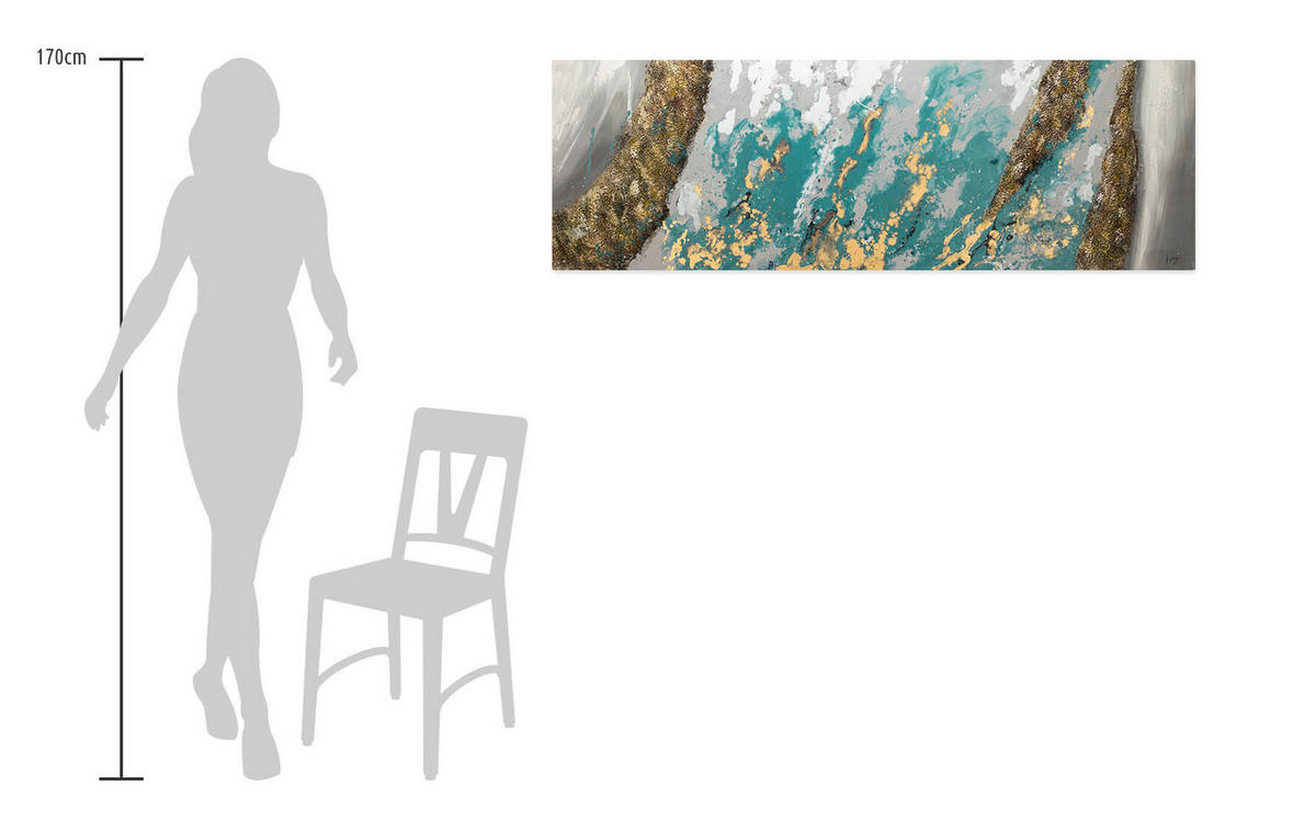 ÖLGEMÄLDE 150/50 cm - Blau/Weiß, Holz/Textil (150/50cm) - KUNSTLOFT
