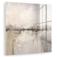 ACRYLGLASBILD Moderne Kunst - Abstrakt - Beige 90x90 cm - Beige, Glas (90/90cm) - MuchoWow