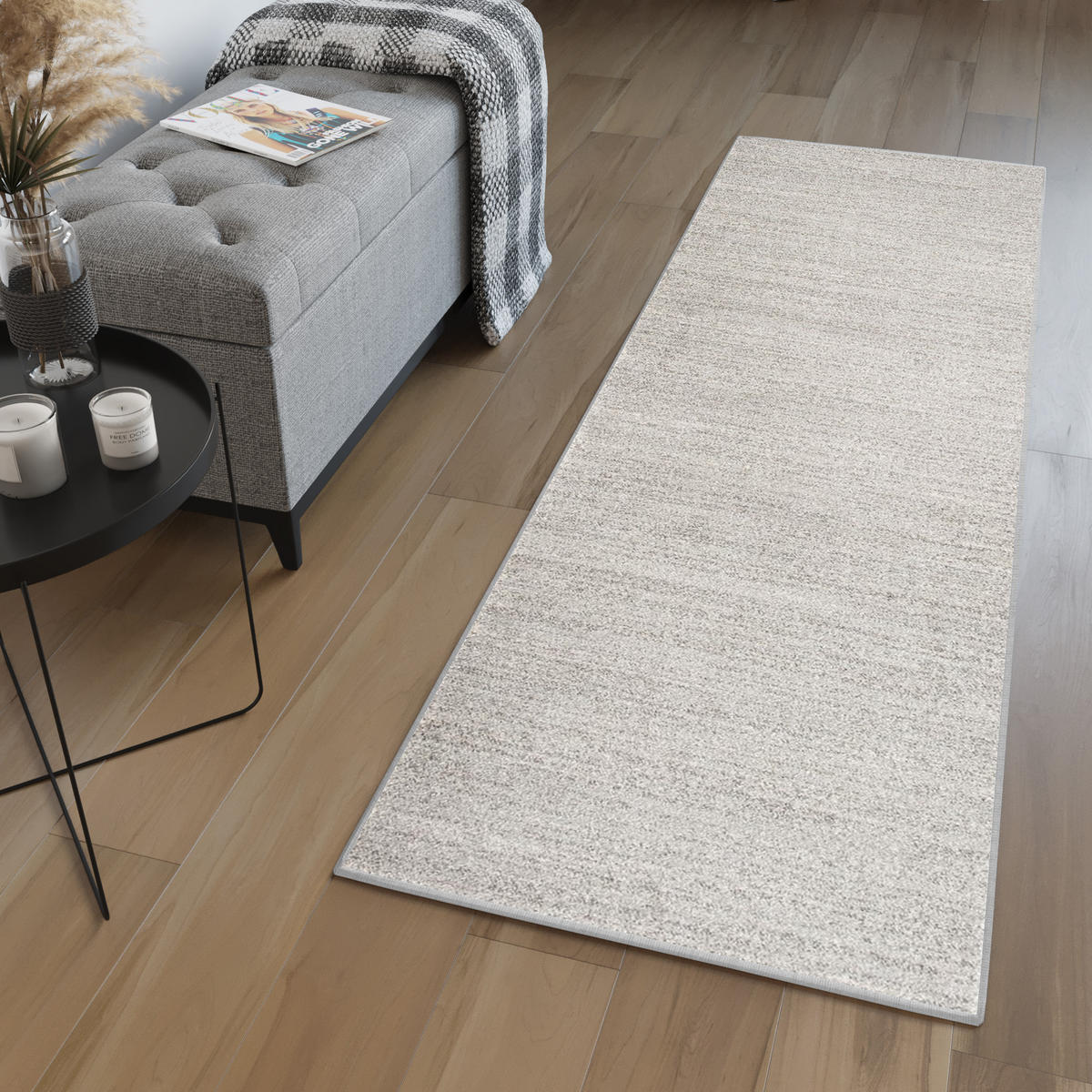 LÄUFER SARI Hellgrau 60/200 cm - Hellgrau, Textil (60/200cm) - Tapiso