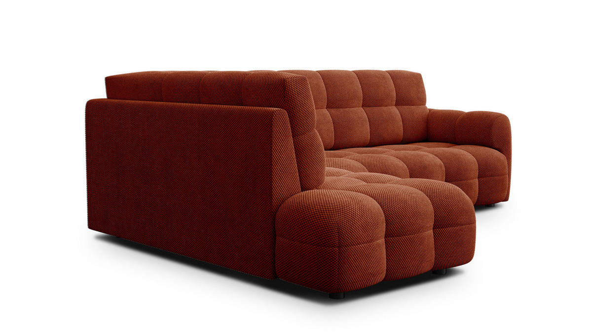 ECKSOFA MELLOW 5-Sitzer, dunkelorange - Dunkelorange/Schwarz, Holz/Textil (283/191cm) - Courtois Laville