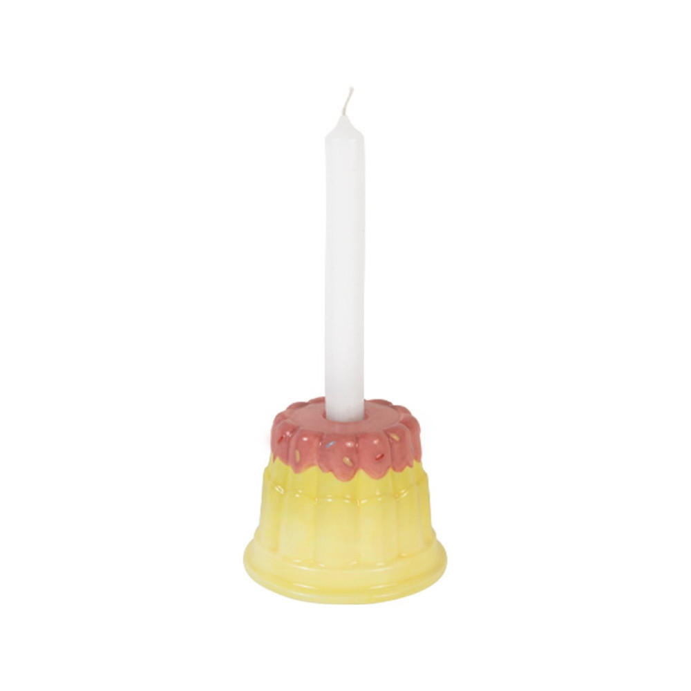 KERZENHALTER Blond Birthday - Gelber Pudding in Bunt - 9cm - Multicolor, Keramik (12/9/8cm) - Blond Amsterdam