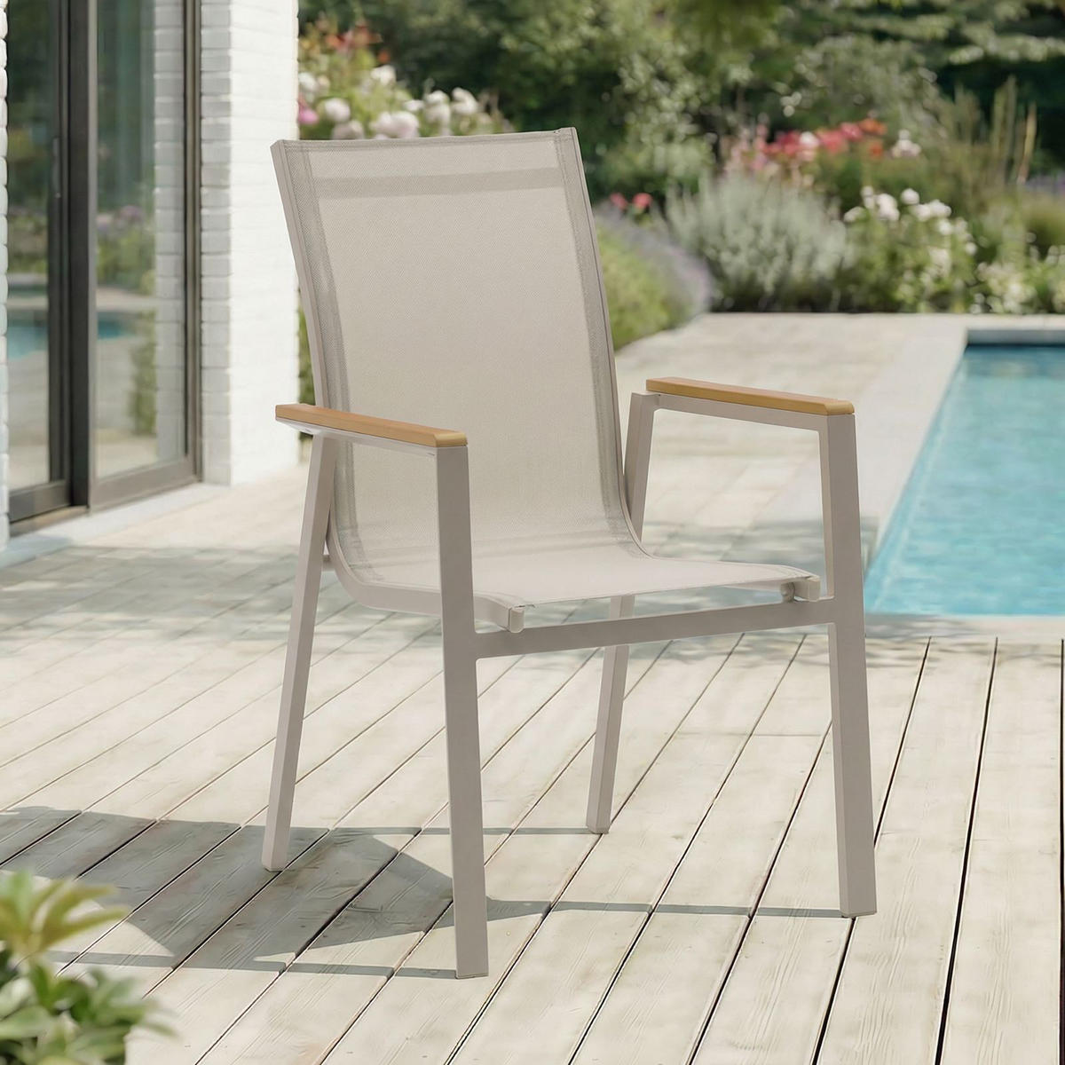 6ER-SET GARTENSTÜHLE WINDY 6ER-SET - Grau, Textil (55/91/66cm) - IDIMEX