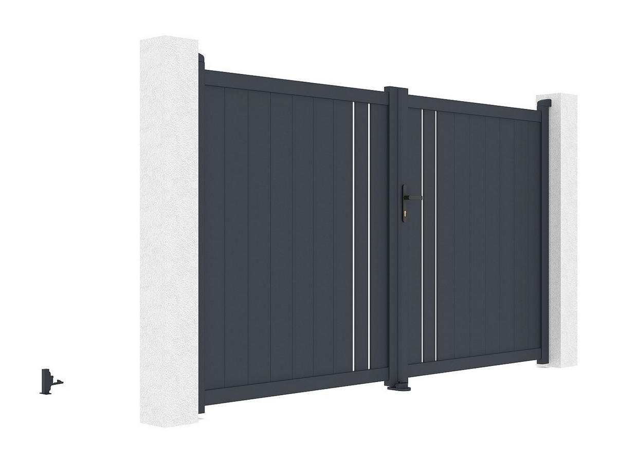 FLÜGELTOR - 300 cm x 4.6 cm - Metall - Anthrazitgrau TOROMA - Anthrazit, Metall (300/176cm) - Vente-Unique