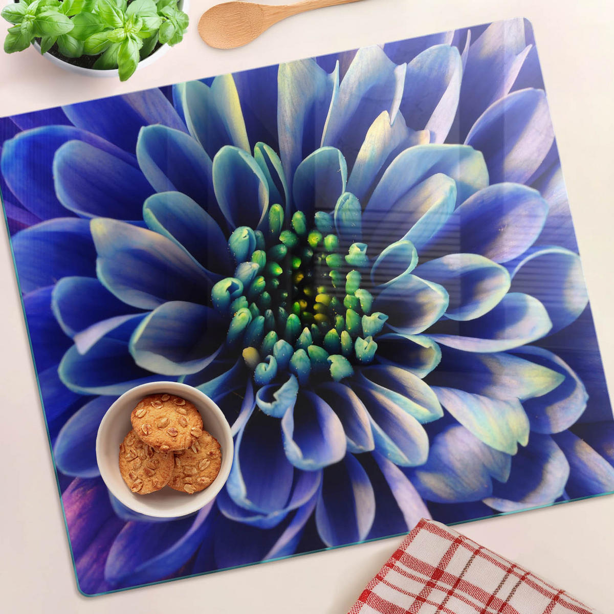 GLASPLATTE 60x52 cm Aster - Blau, Glas (60/0.4/52cm) - TULUP