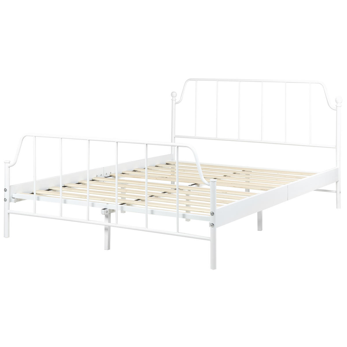 BETT mit Lattenrost 140x200 cm Weiß Mauressac - Weiß, Metall (140/200cm) - Beliani