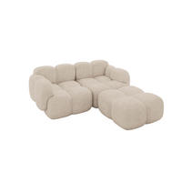 ECKSOFA modulares Sofa Rechts Miko-L1 214x205x75 Beige Velours - Ecru/Schwarz, Holzwerkstoff/Kunststoff (214/205cm) - ALTDECOR