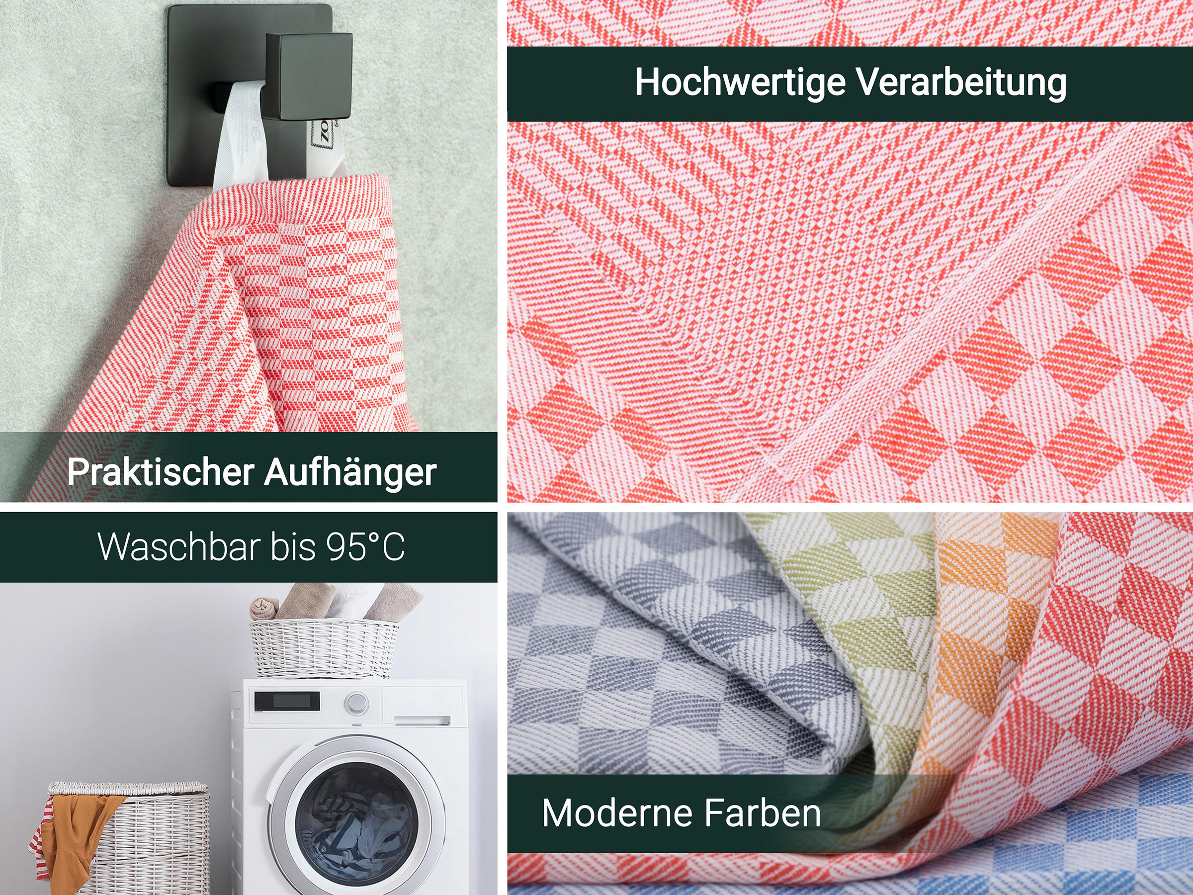 GESCHIRRTÜCHER, 10er-Set, 46x70 cm, 100% Baumwolle, Rot - Rot, Textil (46/70cm) - Zollner