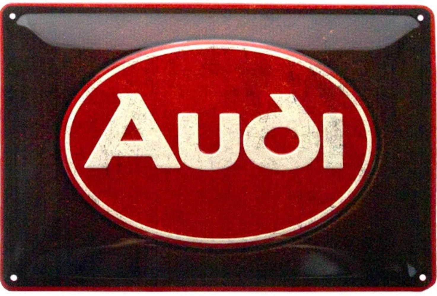 BLECHSCHILD 20/30 cm Audi Logo Red Shine - Multicolor, Metall (30/20/0.2cm) - Nostalgic-Art