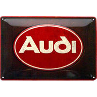 BLECHSCHILD 20/30 cm Audi Logo Red Shine - Multicolor, Metall (30/20/0.2cm) - Nostalgic-Art
