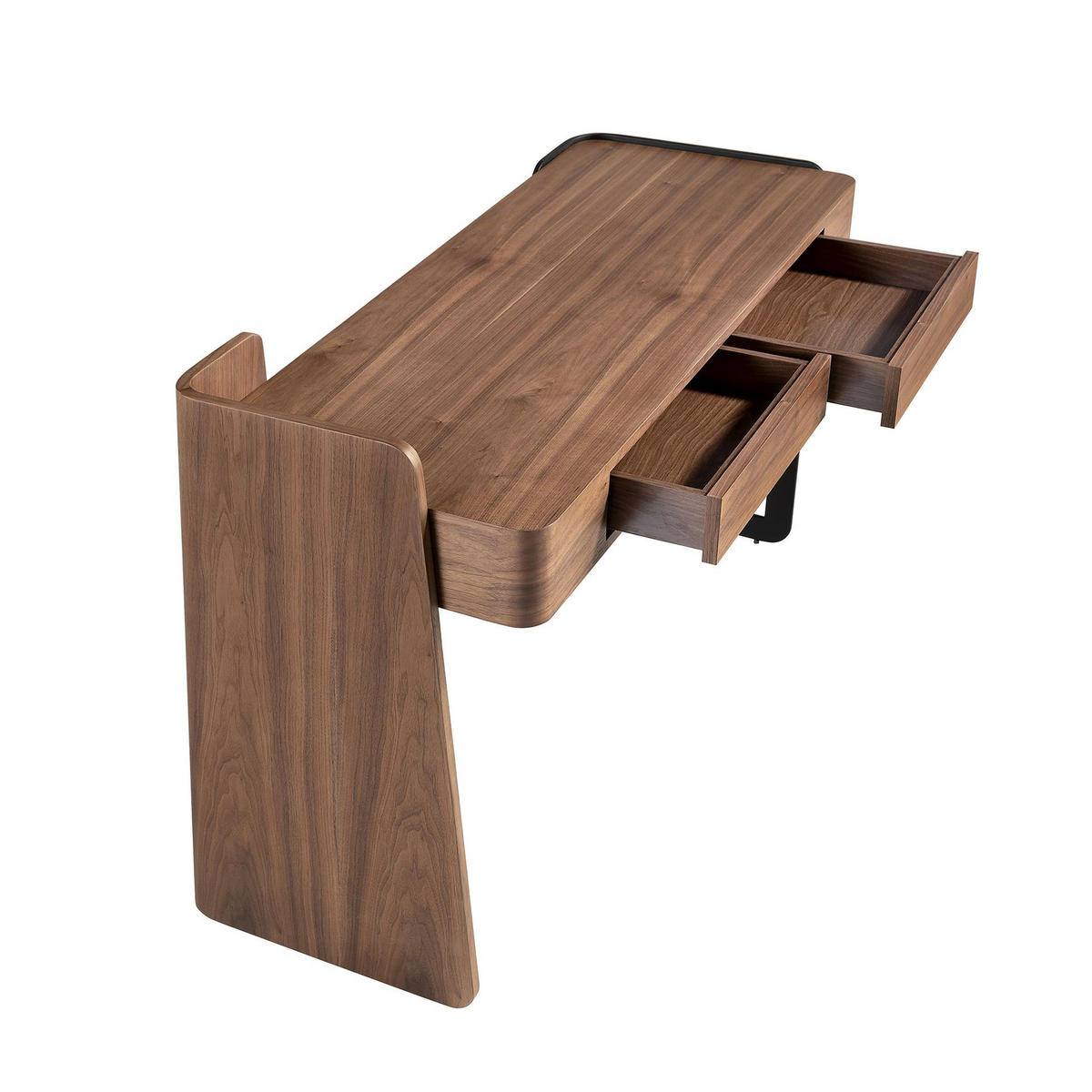 SCHREIBTISCH aus Nussbaum und schwarz epoxidbeschichtetem Edelstahl - Silberfarben/Nussbaumfarben, Naturmaterialien/Holz (52/123/85cm) - ANGEL CERDA