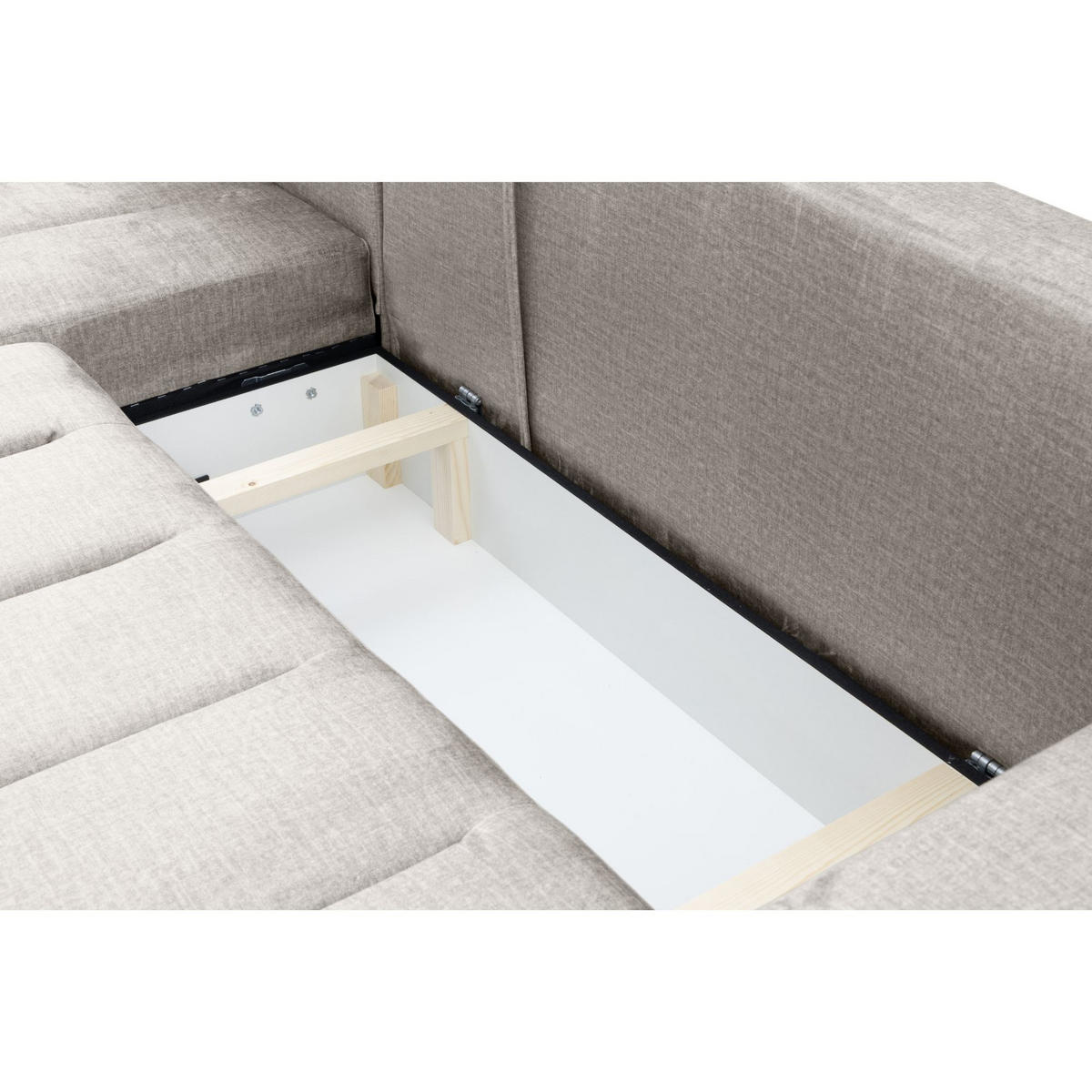 ECKSOFA Piano L Links mit Schlaffunktion 137x234 Velours Beige - Beige/Silberfarben, Holz/Textil (278/178cm) - Muffo