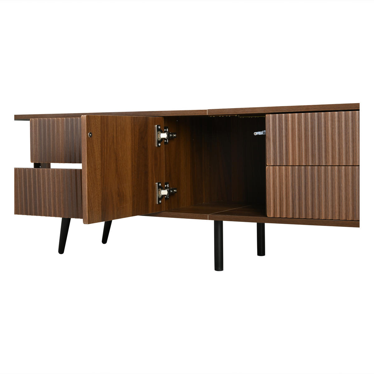 TV-SCHRANK Oval Lowboard Nussbaum 180cm 4 Schubladen Modern - Walnussfarben, Holzwerkstoff (180/45/40cm) - FLIEKS
