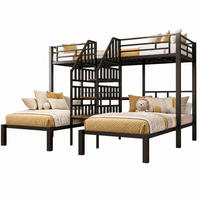 ETAGENBETT 90/200 mit LED, Schreibtisch und Stauraumtreppe in Schwarz - Schwarz, Holzwerkstoff/Metall (90/200cm) - EVRYAE